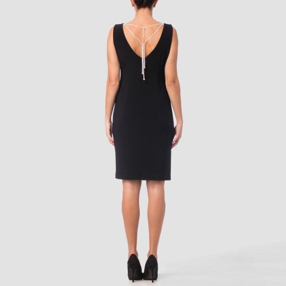 JOSEPH RIBKOFF dress sheath black lbd 10 jewel chain formal cocktail party - Picture 1 of 16